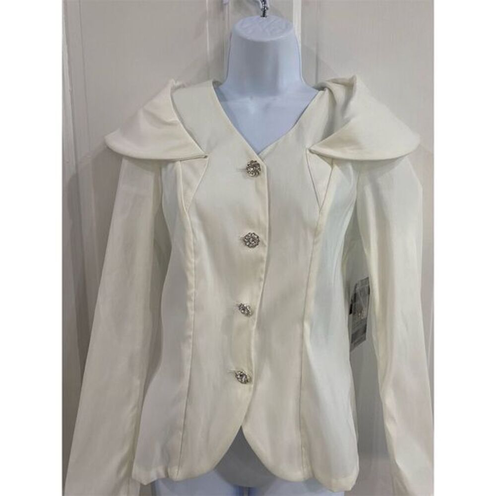 Samuel Dong Women's White Blouse  long sleeve Size S